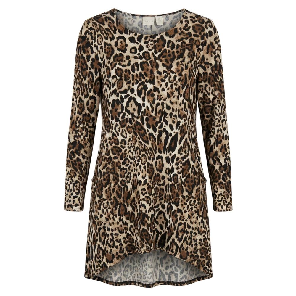Chico's Womens S Career Office Artsy Modest Leisure Staple Leopard Tunic Top